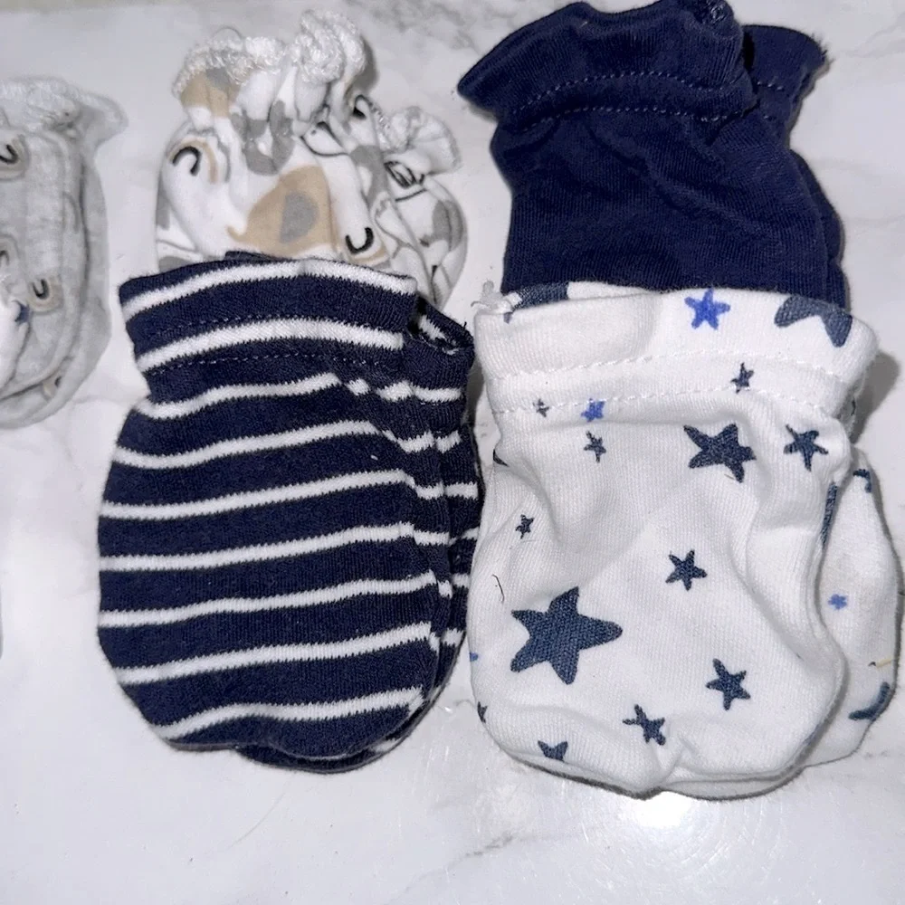 Assorted Baby Mittens Set - Green, Gray, Navy, and White